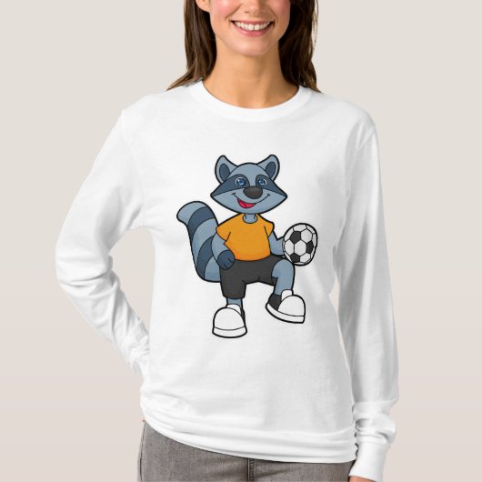 Racoon als voetbalspeler met Voetbal T-shirt (Voorkant)