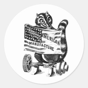 Racoon Americana Politieke Kunst Illustratie Ronde Sticker