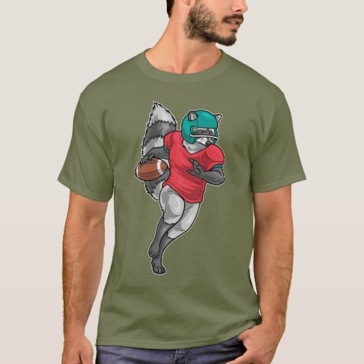Racoon Amerikaans Football Sport T-shirt (Voorkant)