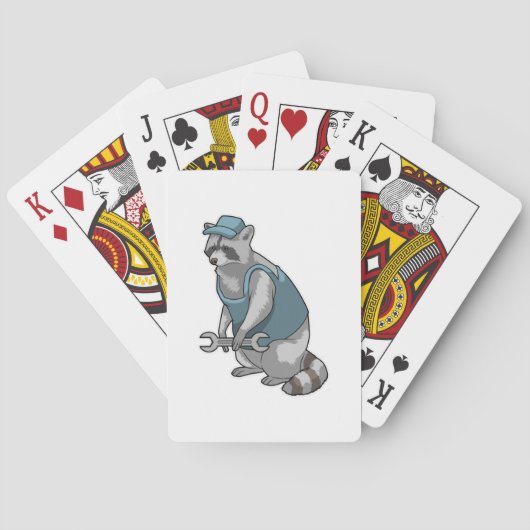 Racoon as Craftsman with Wrench Pokerkaarten (Achterkant)