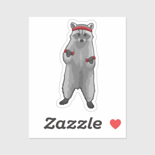 Racoon at Fitness with Dumbbells Sticker (Vel)