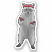 Racoon at Fitness with Dumbbells Sticker (Voorkant)
