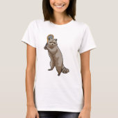 Racoon at Tennis with Tennis racket T-shirt (Voorkant)