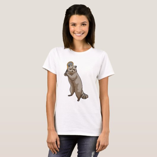 Racoon at Tennis with Tennis racket T-shirt (Voorkant volledig)