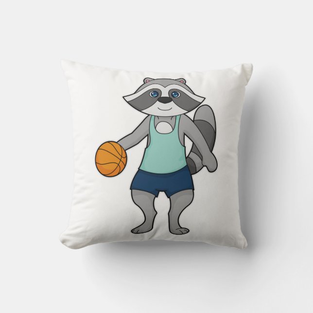 Racoon Basketball speler Basketball Kussen (Voorkant)