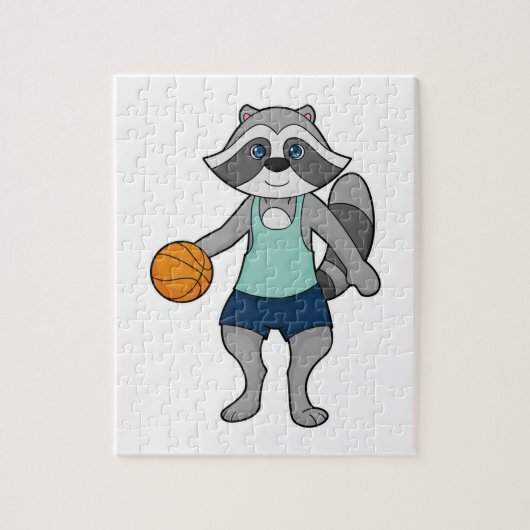Racoon Basketball speler Basketball Legpuzzel (Verticaal)