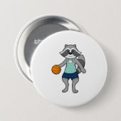 Racoon Basketball speler Basketball Ronde Button 7,6 Cm (Voorkant /achterkant)