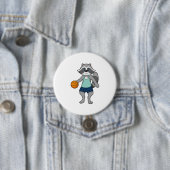 Racoon Basketball speler Basketball Ronde Button 7,6 Cm (In situ)