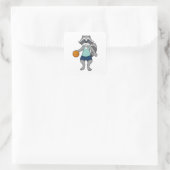 Racoon Basketball speler Basketball Vierkante Sticker (Tas)