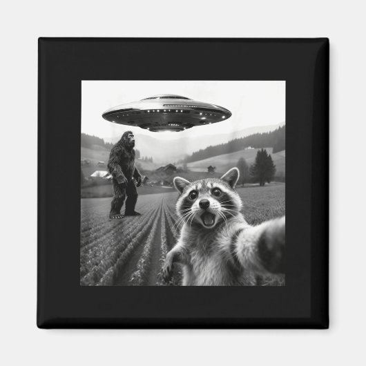 Racoon Bigfoot Selfie Ufo Funny Racoon Alien Bigfo Magneet (Voorkant)