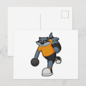 Racoon bij Bowling met Bowling ball Briefkaart (Voorkant / Achterkant)