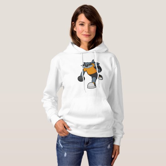 Racoon bij Bowling met Bowling ball Hoodie (Voorkant volledig)