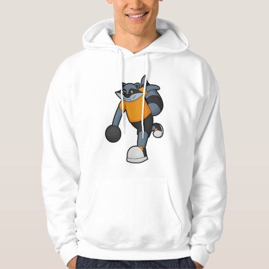 Racoon bij Bowling met Bowling ball Hoodie (Voorkant)