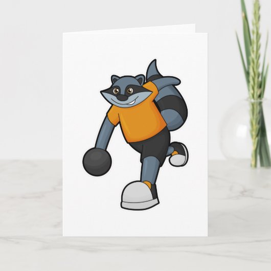 Racoon bij Bowling met Bowling ball Kaart (Voorkant)