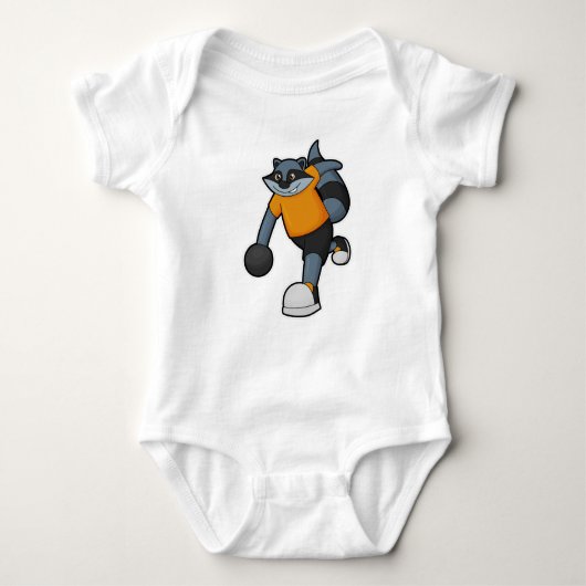 Racoon bij Bowling met Bowling ball Romper (Voorkant)