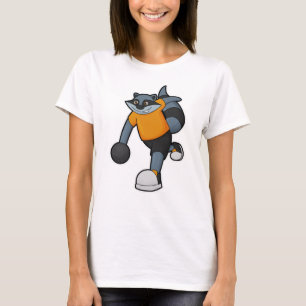 Racoon bij Bowling met Bowling ball T-shirt