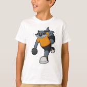 Racoon bij Bowling met Bowling ball T-shirt (Voorkant)