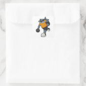 Racoon bij Bowling met Bowling ball Vierkante Sticker (Tas)