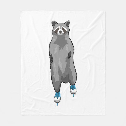 Racoon bij ijsschaatsen met ijsschaatsen fleece deken (Voorkant)