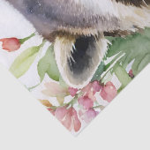 Racoon Bloemen Waterverf Kunstwerk Tissuepapier (Detail)