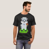 Racoon bos bloemen bruiloft t-shirt (Voorkant volledig)