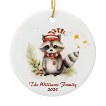 Racoon Christmas Family Ornament