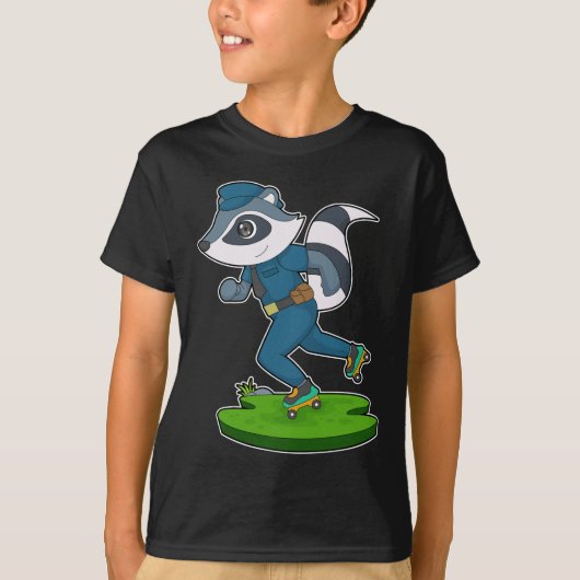 Racoon Cop Roller schaatsen Politie T-shirt (Voorkant)