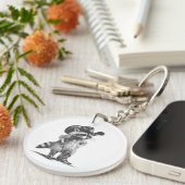 Racoon Cowboy Funny Racoon Graphic Meme Mannen Vro Sleutelhanger (Voorkant Rechts)