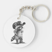 Racoon Cowboy Funny Racoon Graphic Meme Mannen Vro Sleutelhanger (Achterkant)