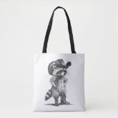 Racoon Cowboy Funny Racoon Graphic Meme Mannen Vro Tote Bag (Voorkant)