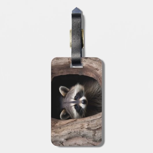 Racoon in boomgrot bagagelabel (Achterkant verticaal)