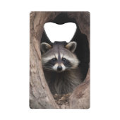 Racoon in boomgrot creditkaart flessenopener (Achterkant)