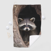 Racoon in boomgrot golfhanddoek (Insitu)