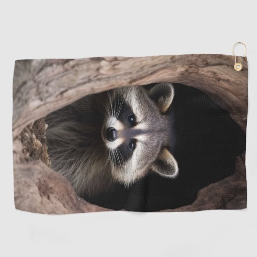 Racoon in boomgrot golfhanddoek (Horizontaal)