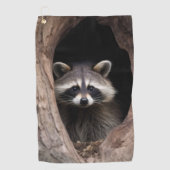 Racoon in boomgrot golfhanddoek (Voorkant)
