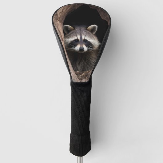 Racoon in boomgrot golfheadcover (Voorkant)