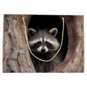 Racoon in boomgrot groot cadeauzakje (Achterkant)