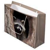 Racoon in boomgrot groot cadeauzakje (Voorkant Gekanteld)