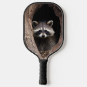 Racoon in boomgrot pickleball paddle (Achterkant)
