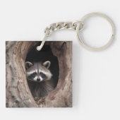 Racoon in boomgrot sleutelhanger (Achterkant)