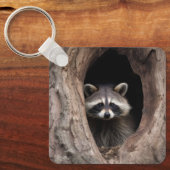 Racoon in boomgrot sleutelhanger (Voorkant)