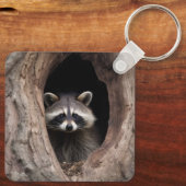 Racoon in boomgrot sleutelhanger (Achterkant)