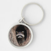 Racoon in boomgrot sleutelhanger (Voorkant)