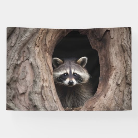 Racoon in boomgrot spandoek (Horizontaal)