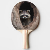 Racoon in boomgrot tafeltennisbatje (Achterkant)