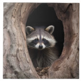Racoon in boomgrot tegeltje (Voorkant)