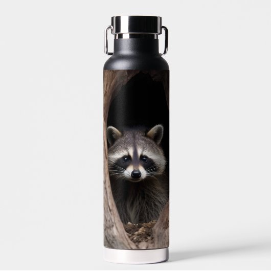 Racoon in boomgrot waterfles (Voorkant)