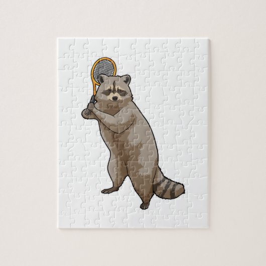 Racoon in Tennis met Tennis racket Legpuzzel (Verticaal)