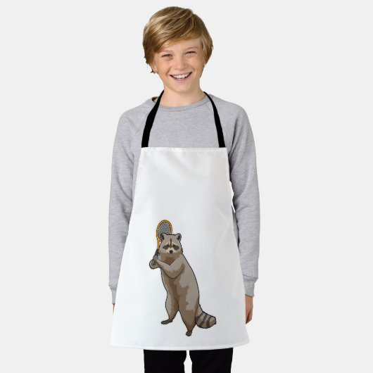 Racoon in Tennis met Tennis racket Schort (Gedragen)