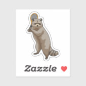 Racoon in Tennis met Tennis racket Sticker (Vel)